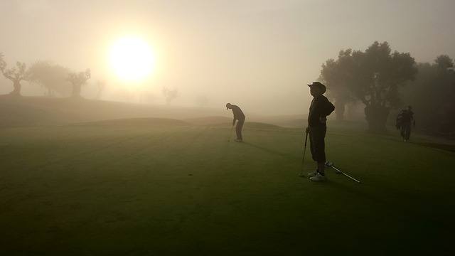 Morning haze sets over a golf course in the Algarve