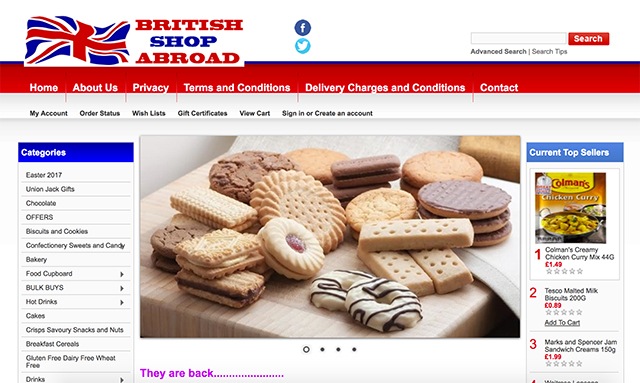 British Shop Abroad has a dated website, but plenty of selection