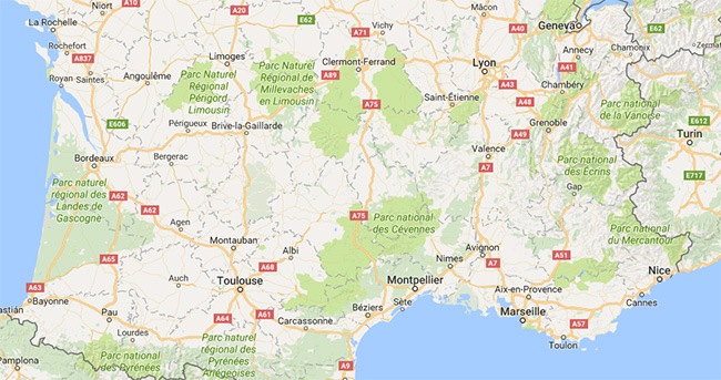 Map for moving to South of France