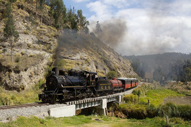 A throwback Ecuador train on the Guayaquil-Quito line south of Riobamba